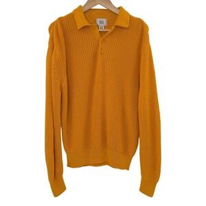 BDG Collared Knit Pullover Sweater Mustard Yellow Long Sleeve‎ Polo Top M